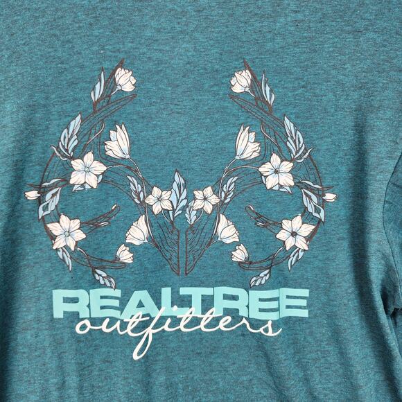 NWT Realtree Women’s XL Long Sleeve T-Shirt Teal Blue Deer Antlers Logo Hunting - Picture 5 of 8
